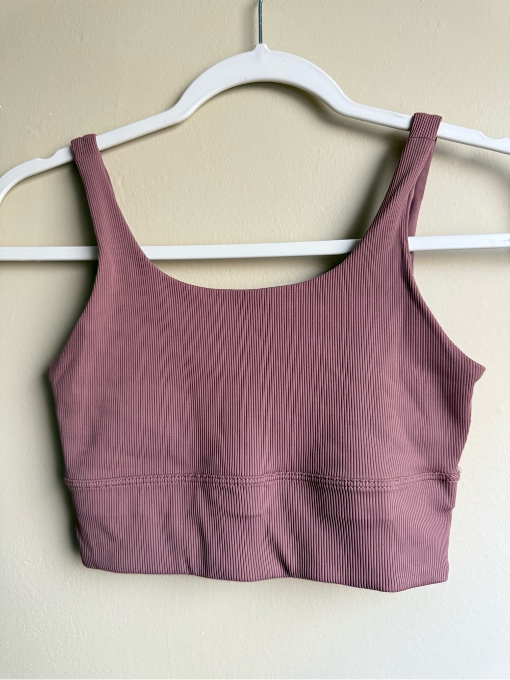 Nike Ribbed Longline Sports Bra Crop Top Pink Mauve Women’s Size S - Picture 3 of 4